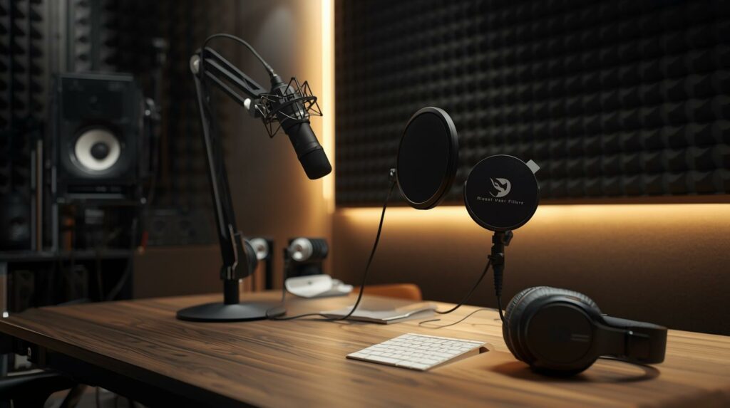 Professional and best voice-over studio near you with high-quality microphones and acoustic treatment.