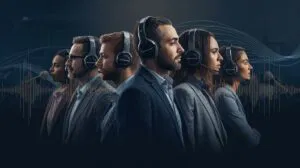 Professional voices for ads represented through studio microphones and sound waves, illustrating how brands choose the right voice talent for advertising campaigns.