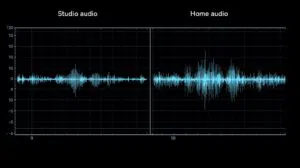 Voice-over studio vs home recording audio quality waveform comparison