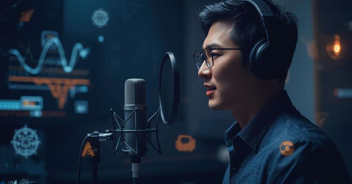 Professional voice actor recording high-quality audio in a studio, illustrating how professional voice over for ads improves trust, engagement, and conversion rates.